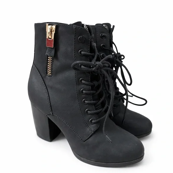 Black Lace-Up Ankle Boots size 6 - Picture 1 of 7